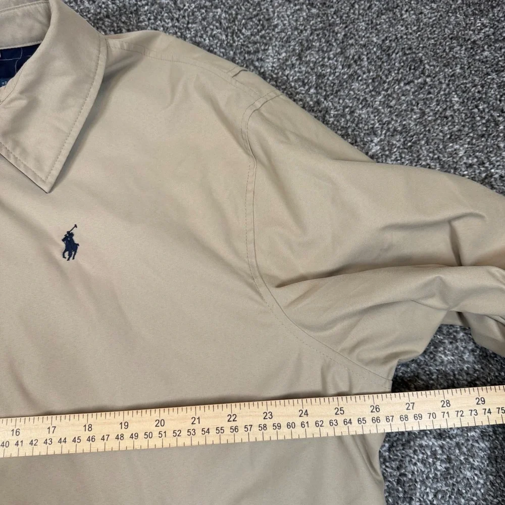 Polo Ralph Lauren Mens Harrington Jacket Tan Beige Plaid Lined Windbreaker XL